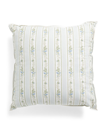 20x20 Embroidered Roses With Striped Reverse Side Pillow | Marshalls