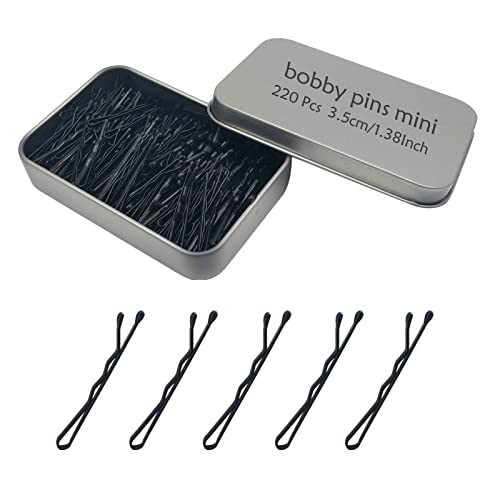 YINGFENG 220 Count Mini Wavy 1.38 Inch bobby pins black with Storage Box, Suitable for All Hair Types, Hair Clips for Kids, Girls and Women | Amazon (US)