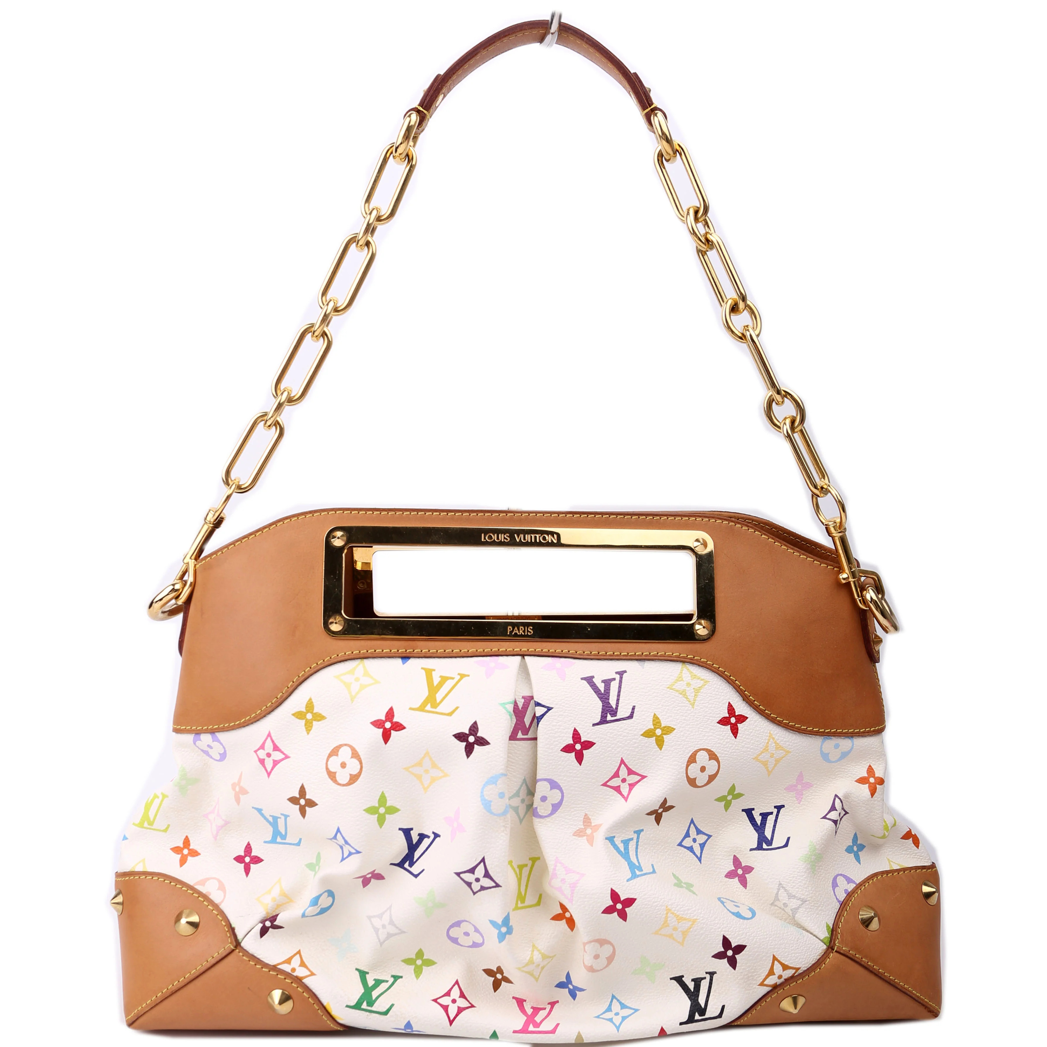 Judy MM Multicolor Monogram White | Keeks Designer Handbags