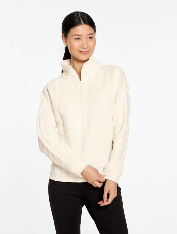 Half-Zip Pullover - Tonal Houndstooth | Talbots