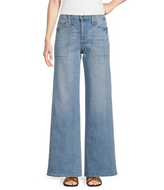 Sam Edelman Twill Denim High Rise Long Wide Leg Jeans | Dillard's | Dillard's