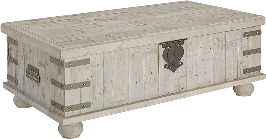 Signature Design by Ashley Carynhurst Lift Top Rustic Farmhouse Cocktail Table, Antique Off White | Amazon (US)