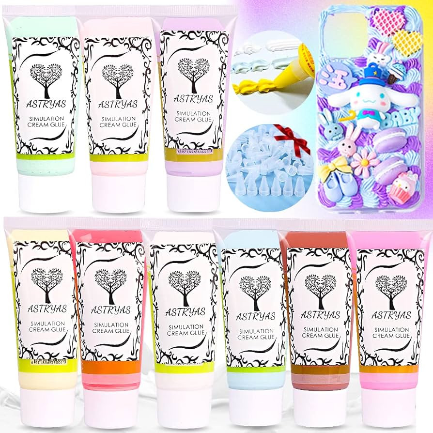 ASTRYAS Simulation Fake Whipped Cream Glue, 9PCS 50g Decoden Cream Clay Glue DIY Phone Case Kit S... | Amazon (US)