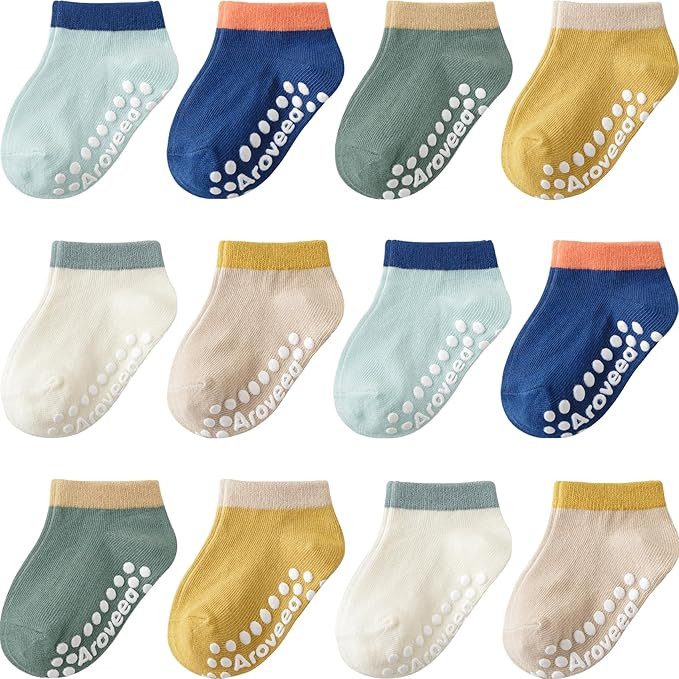 Non Slip Grip Ankle Baby Socks 12 Pack for Toddler Boys and Girls Kids,Infant Cute Cotton Baby So... | Amazon (US)