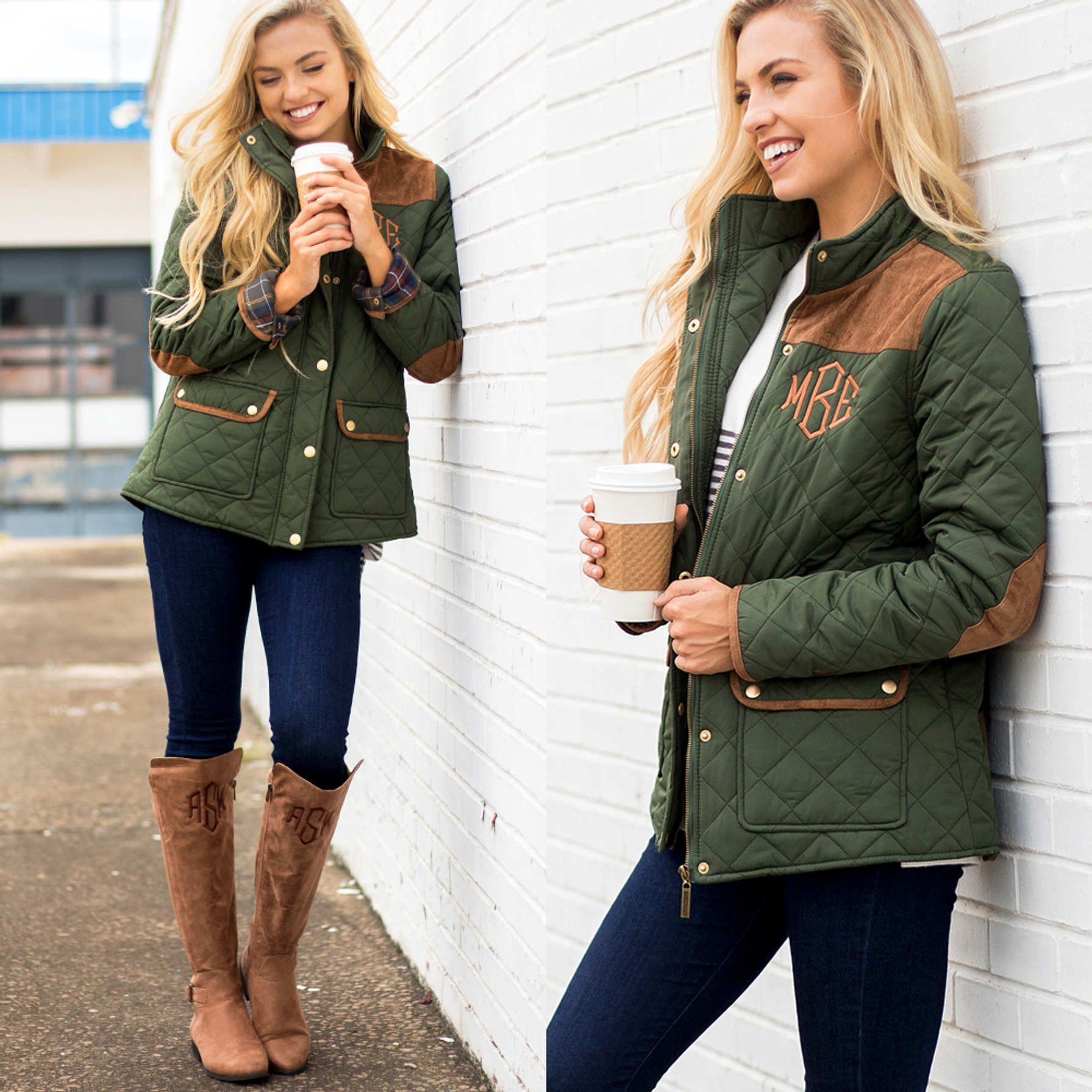 Monogrammed Quilted Barn Coat | Marleylilly
