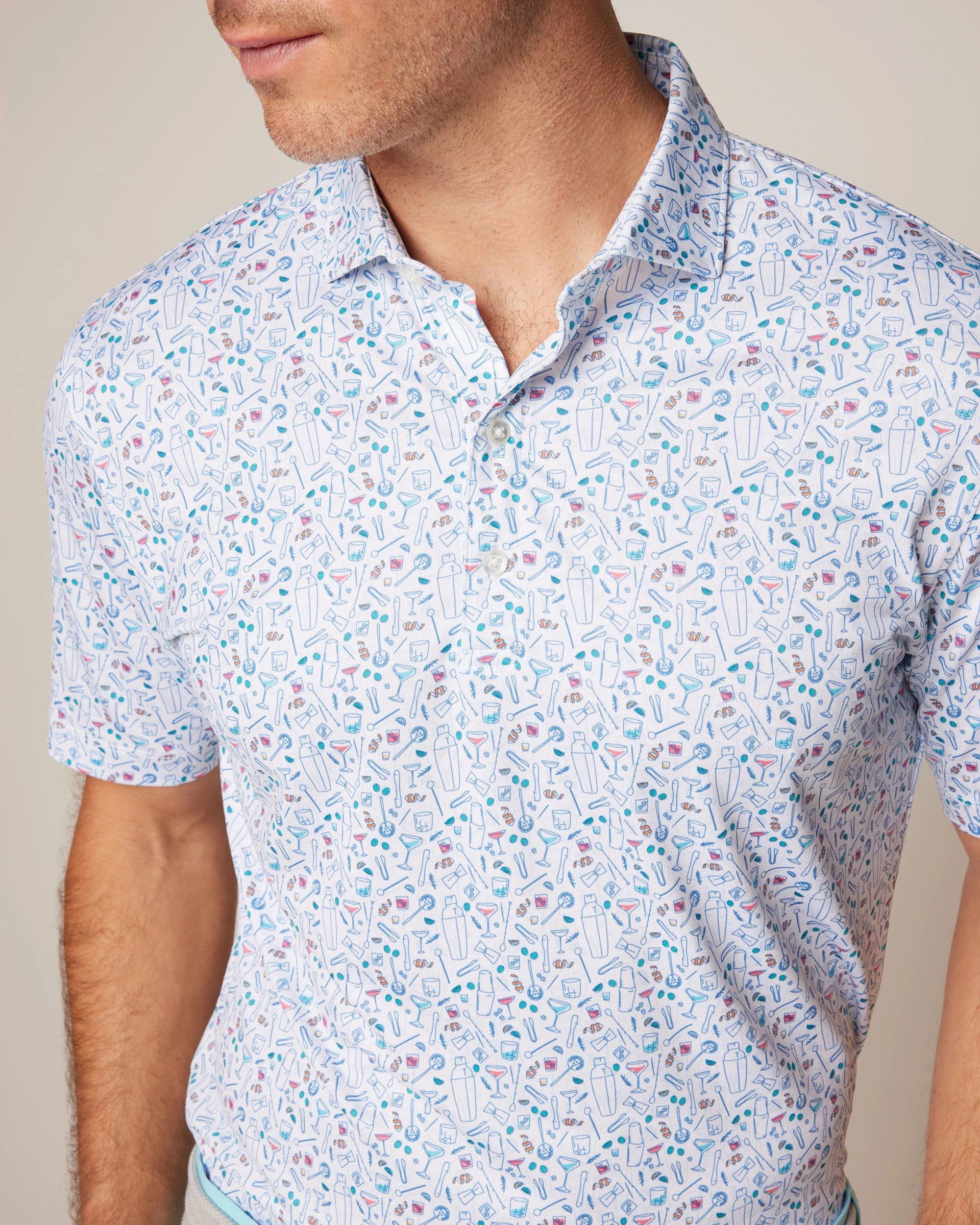 Cocktail Chemistry Printed Jersey Performance Polo | johnnie O