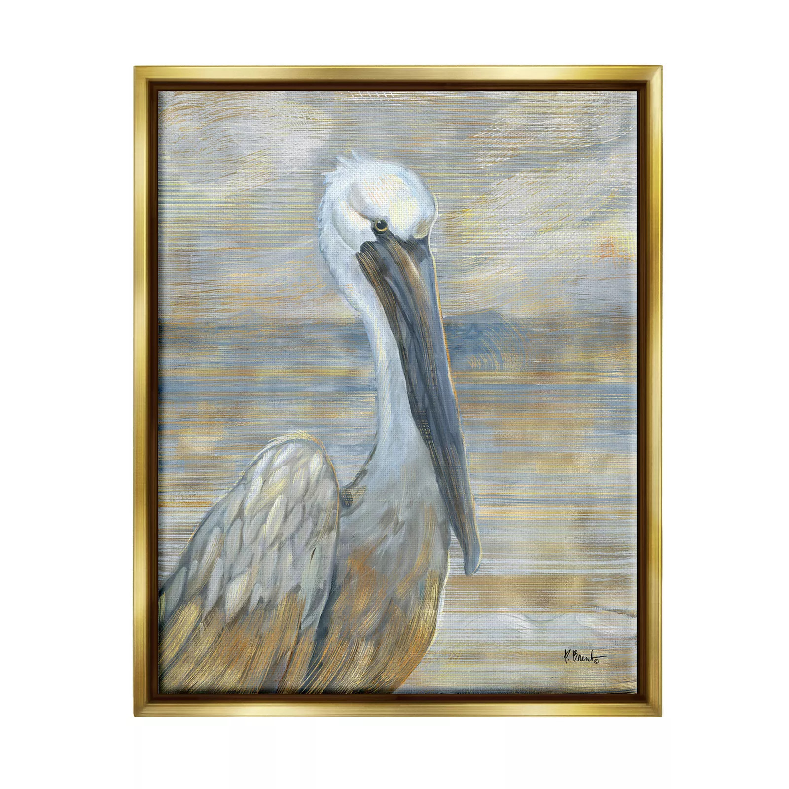 Stupell Home Decor Coastal Pelican Abstract Floating Frame, Gold | Kohl's