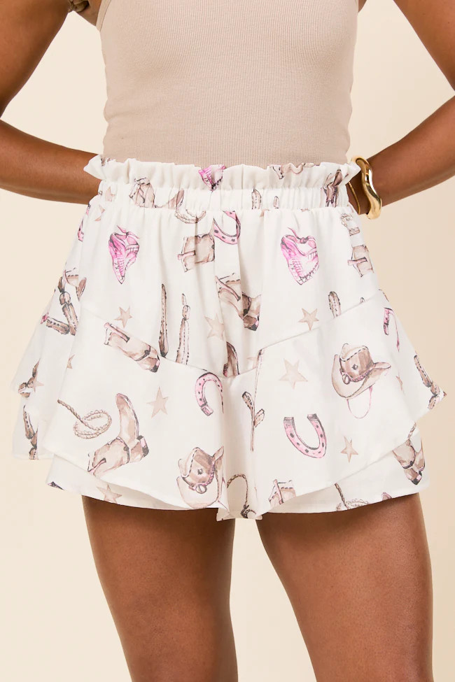 Sawyer Western Print Shorts | Pink Lily