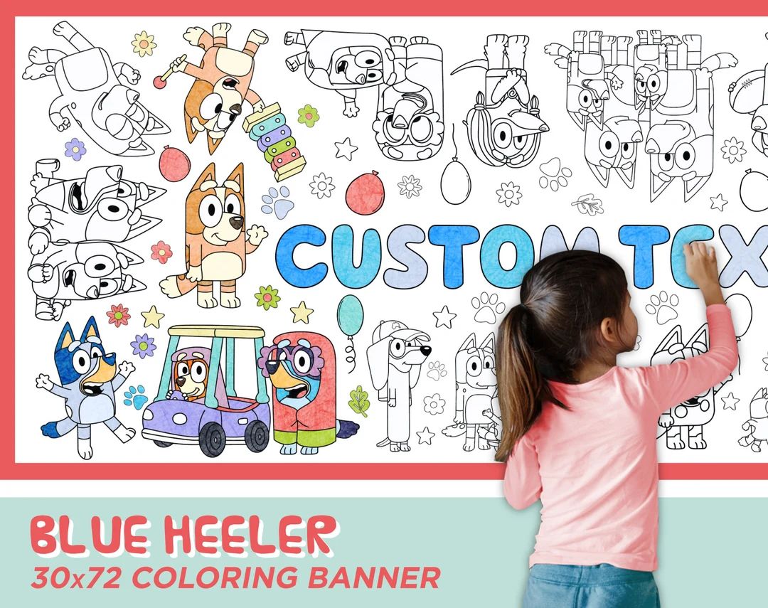 Giant CUSTOMIZABLE blue Heeler Family Coloring Banner 6 Feet Long 30 X 72 Inches Huge Table Cover... | Etsy (US)