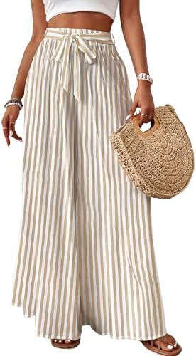 Bsubseach Wide Leg Pants Woman Flowy Floral Palazzo Pants for Women High Waisted Summer Casual Tr... | Amazon (US)