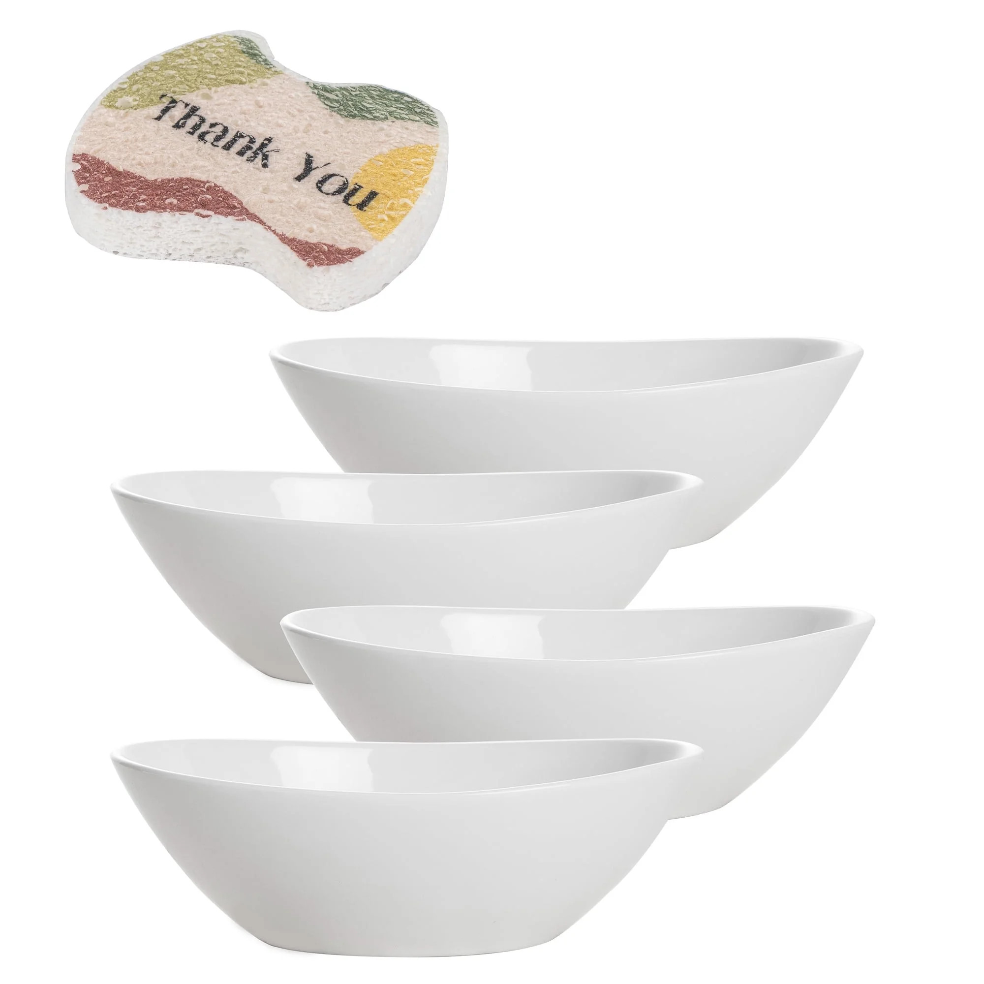 Dowan 4-Piece 36oz Oval Ceramic Bowls, 9-inch Porcelain Serving Dishes for Salad, Pasta and Sides... | Walmart (US)
