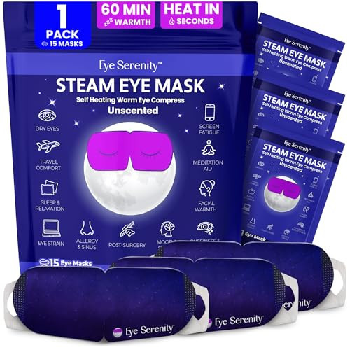 Eye Serenity Steam Eye Mask, Heated Eye Mask, Self Heating Warm Compress for Dry Eyes, Fast Relief for Stye, Puffy Sensitive Eyes, Moist Heat, Mothers Day Gifts for Women and Men - Unscented | Amazon (US)