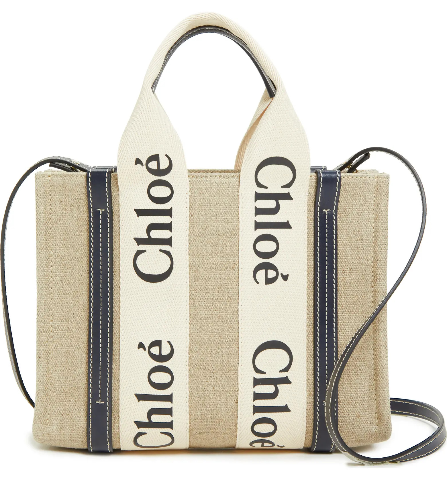 Small Woody Logo Strap Linen Tote | Nordstrom