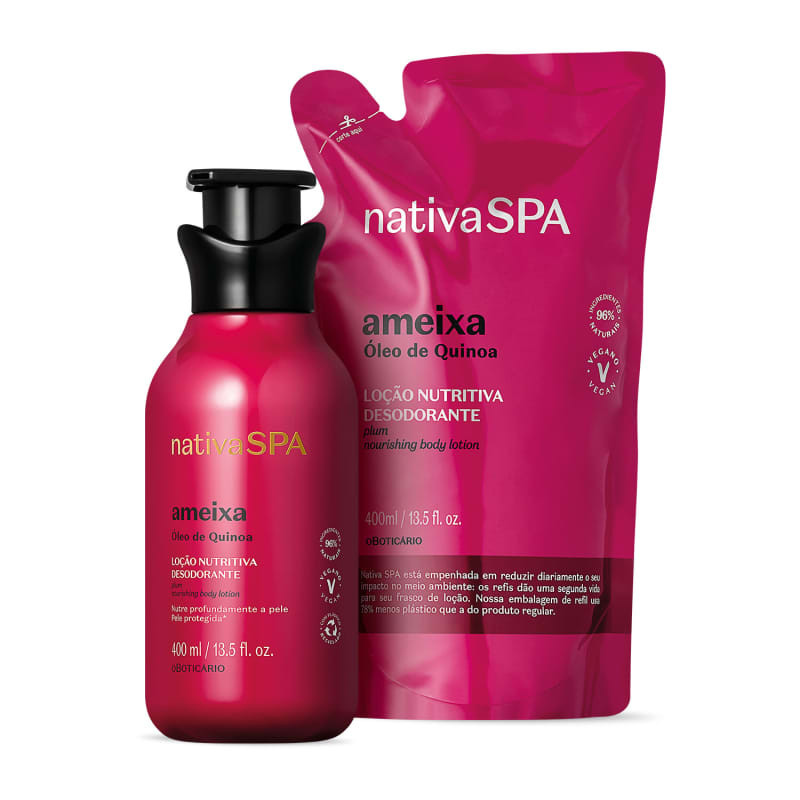 Combo Nativa Spa Ameixa: Loção Corporal 400ml + Refil 400ml | oBoticario (BR)