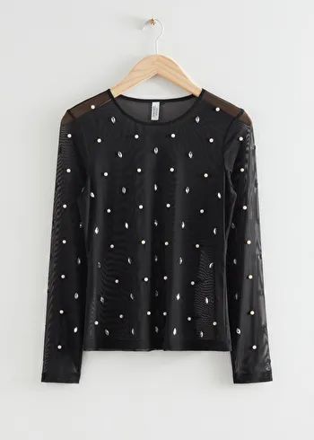 Pearl Embellished Mesh Top | & Other Stories US