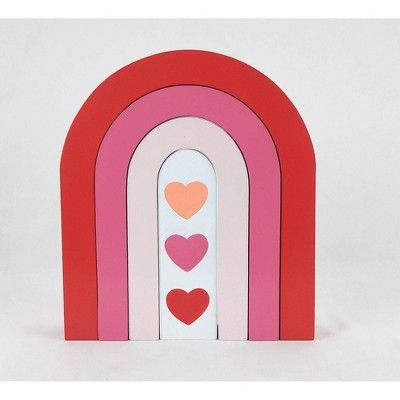 4pk Wood  Rainbow Blocks Valentine&#39;s Day Table Decor - Spritz&#8482; | Target