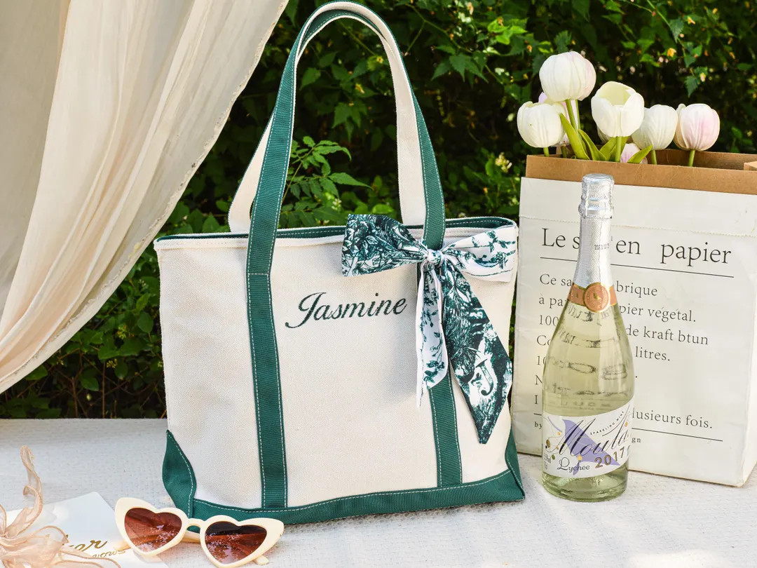 Custom Tote Bag, Bridesmaid Gift,beach Handbags, Embroidered Canvas Tote Bag, Custom Text Tote, B... | Etsy (US)