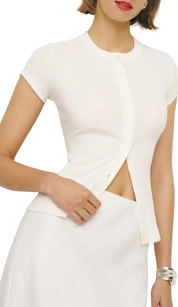 Raelynn Button Front Organic Cotton Knit Top | Nordstrom