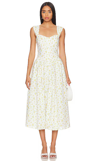 Malea Midi Dress in Yellow Floral | Revolve Clothing (Global)