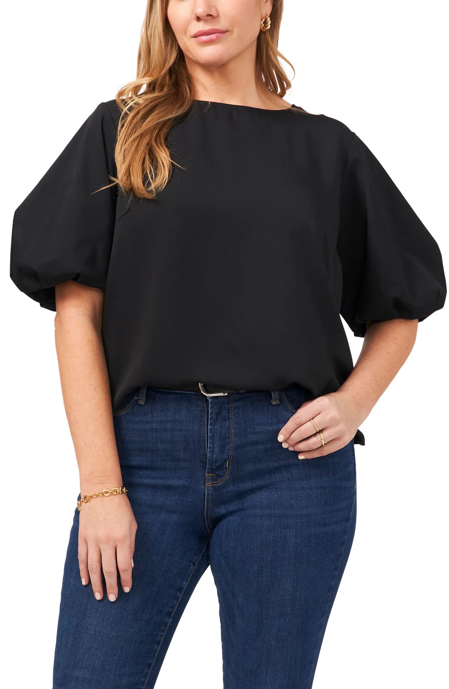 Vince Camuto Luxe Puff Sleeve Crêpe de Chine Blouse | Nordstrom | Nordstrom