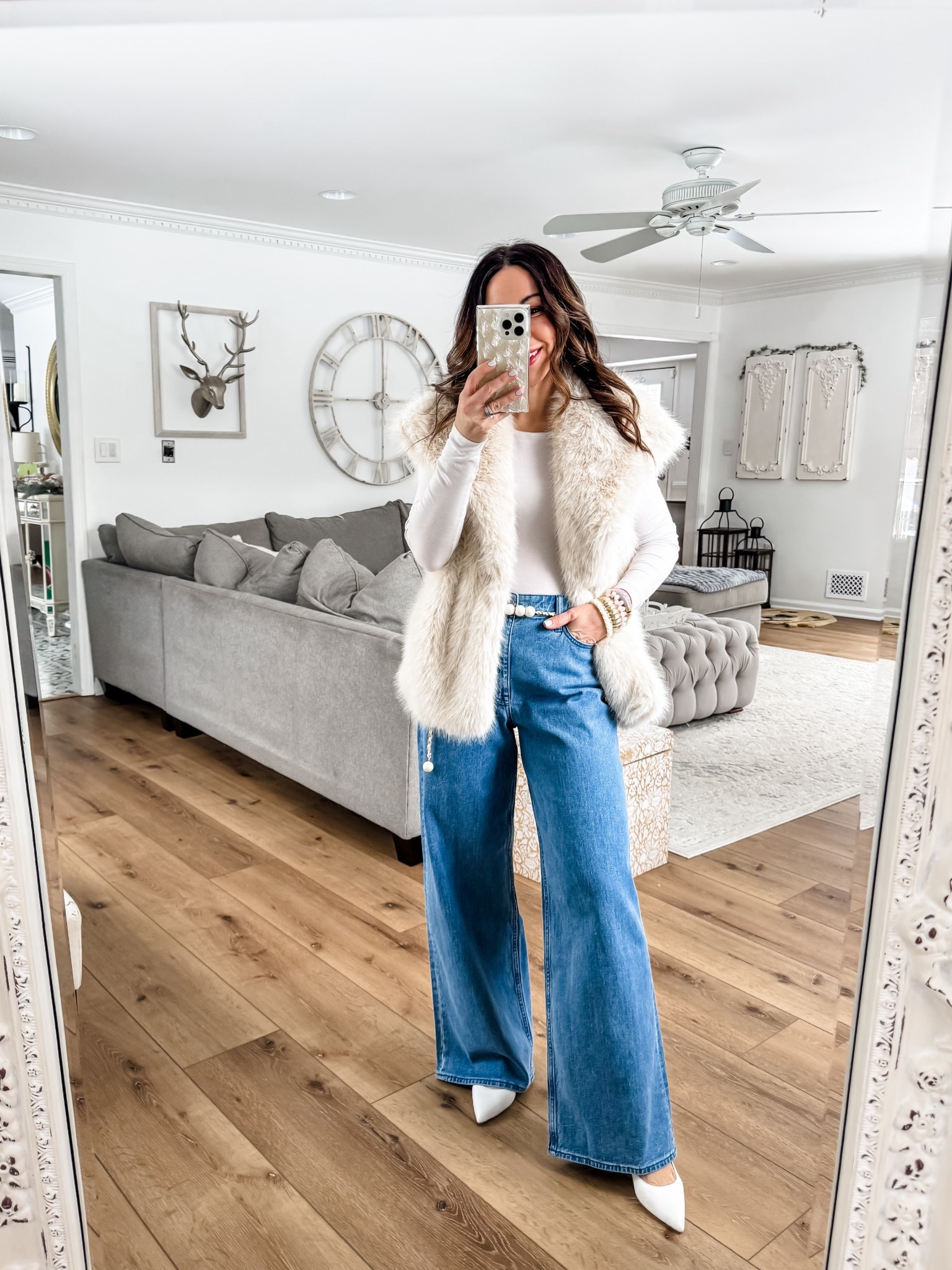 Amazon Jeans code: LOVE10SGIVL. Jewelry code HOUSEOFLEO20. 

Jeans 0 (classic blue). Tops small. Faux fur vest small 

Amazon fashion, wide leg jeans, date, night outfit



#LTKSaleAlert #LTKPetite #LTKOver40