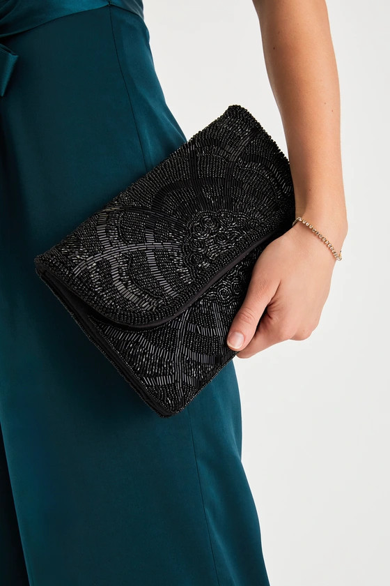 Chic Option Black Beaded Clutch | Lulus