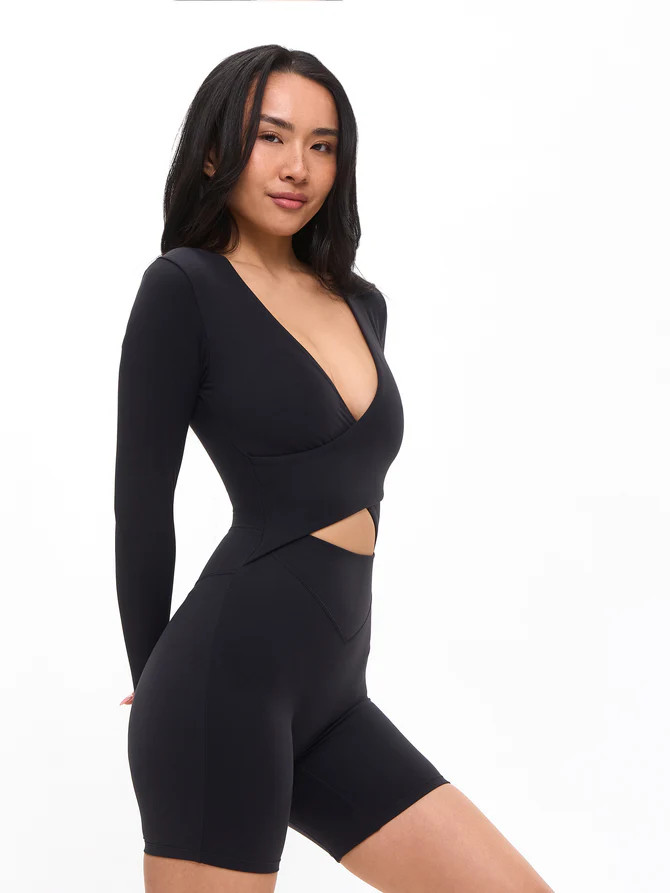 Poshknit Wrap Bodysuit - Onyx Black | Buffbunny