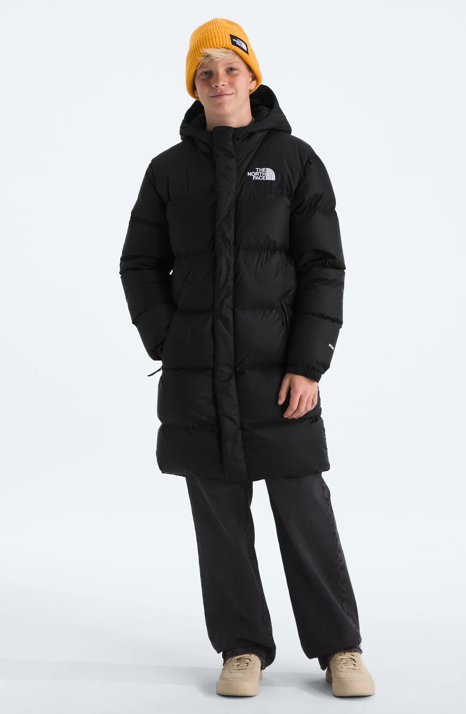 Kids' Retro 1996 Nuptse 700 Fill Power Down Packable Hooded Long Parka | Nordstrom