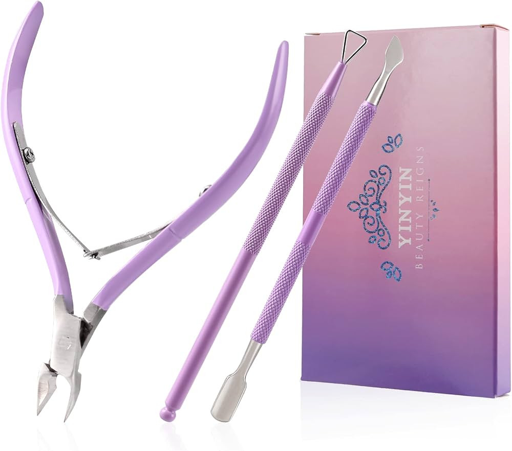 YINYIN Cuticle Trimmer with Pusher and Cutter,Cuticle Nipper,Purple | Amazon (US)