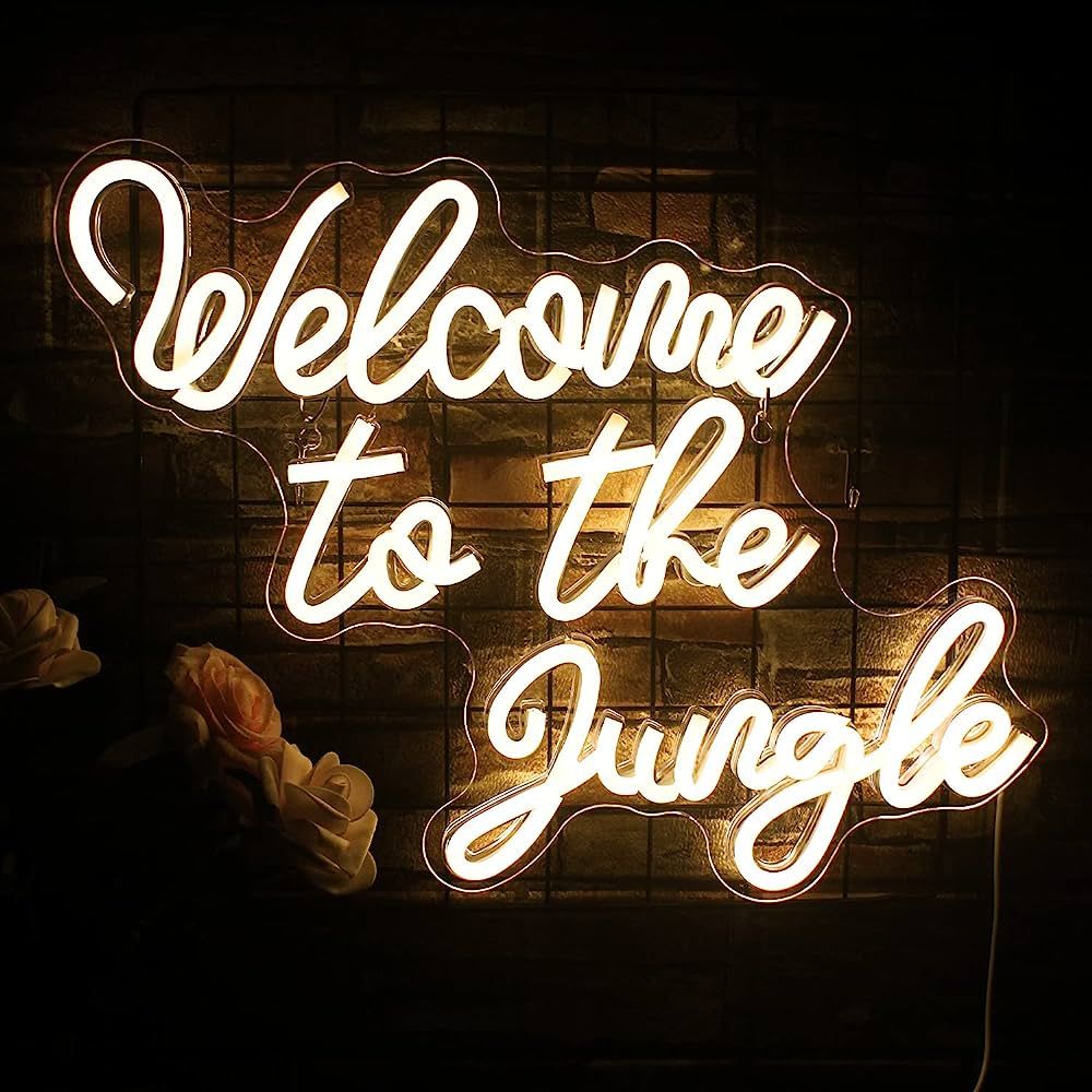 FAXFSIGN Welcome to the Jungle Neon Sign Pink Led Word Neon Light Signs for Wall Decor Usb Letter... | Amazon (CA)