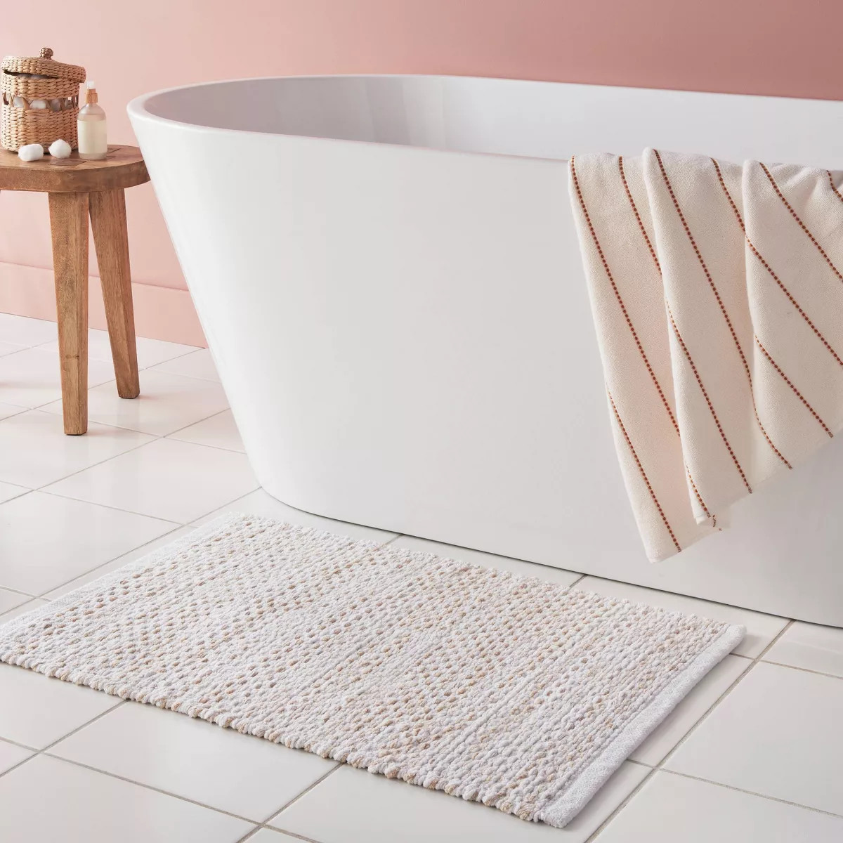 20"x30" Chenille Bath Rug Tan/White - Threshold™ | Target