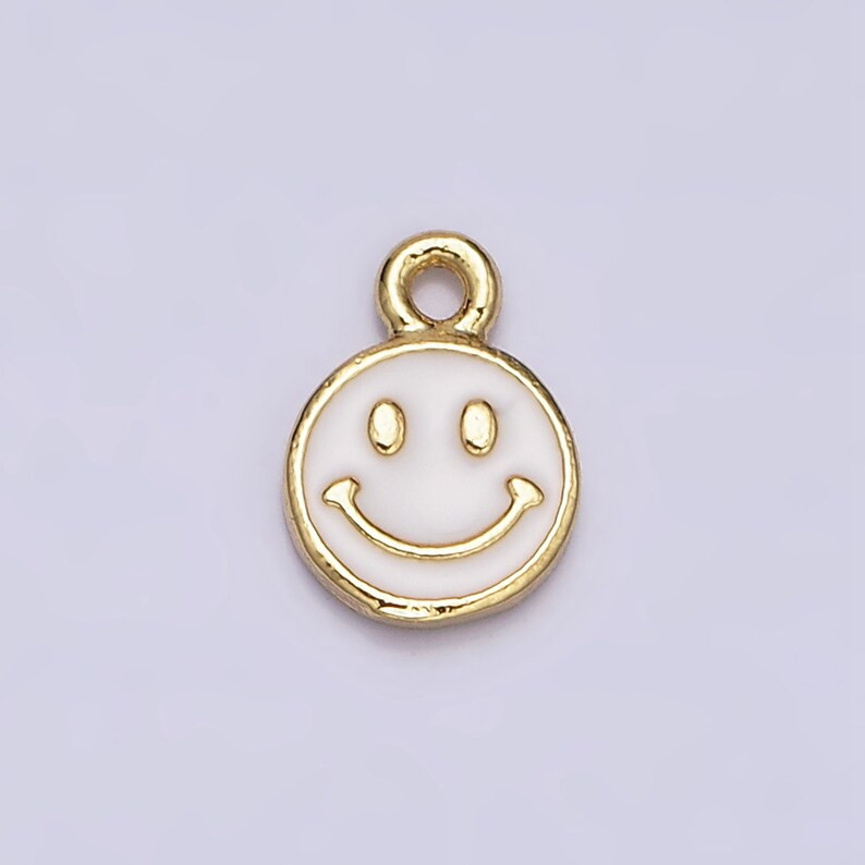 Mini White Enamel Gold Filled Happy Face Charms Emoticon Pendant AC1332 - Etsy | Etsy (US)