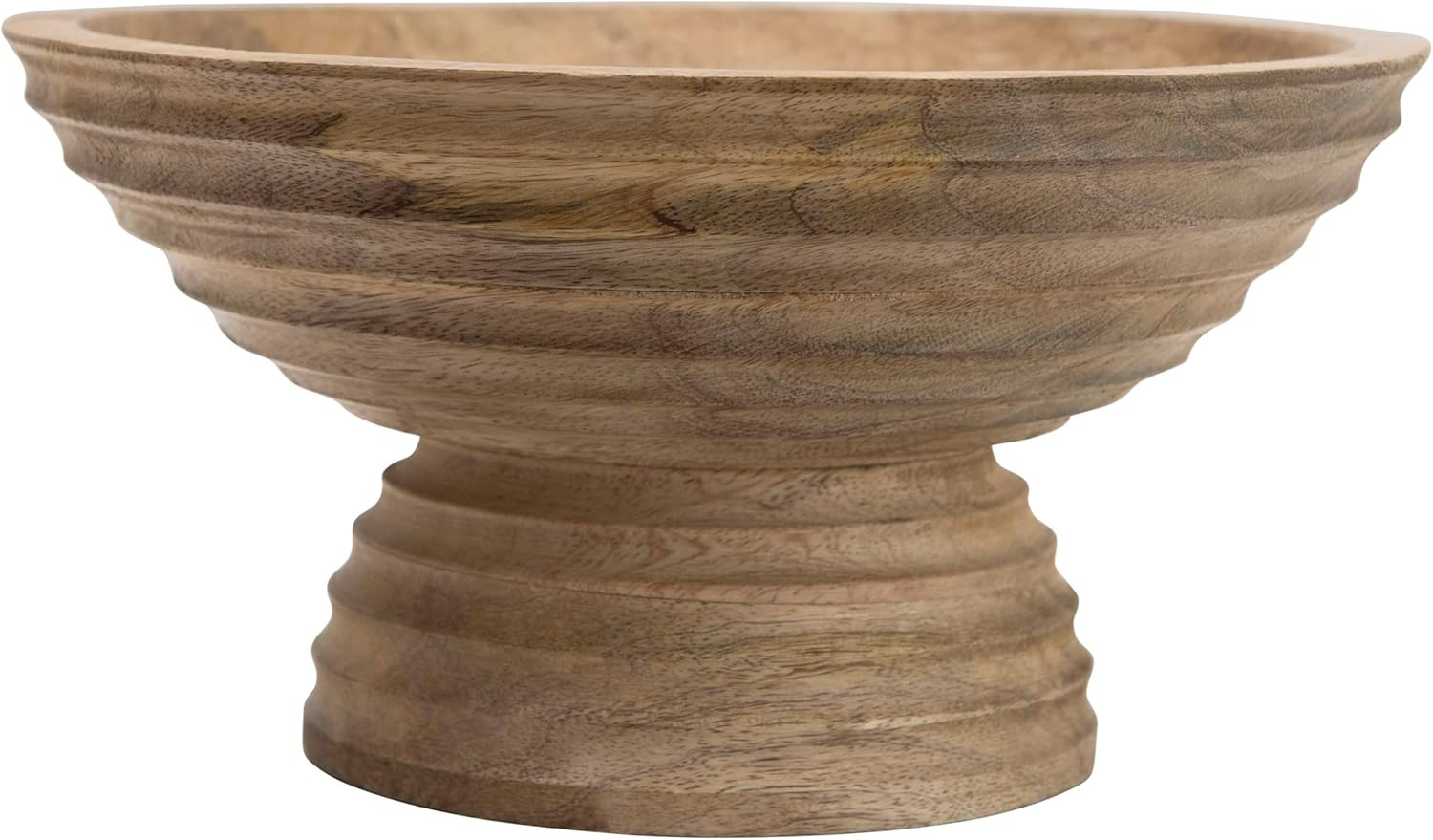 Creative Co-Op DF2440 Ridged Mango Wood Footed Bowl, Brown, 5 quarts, Large | Amazon (US)