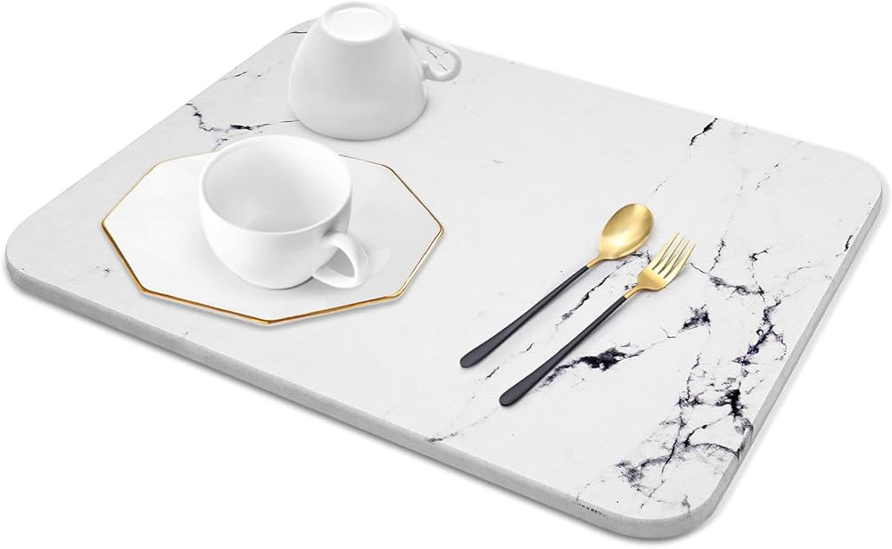 FLYWAKE Stone Dish Drying Mat, Diatomaceous Earth Stone Dish Mat, Highly Absorbent Fast Drier Sto... | Amazon (US)