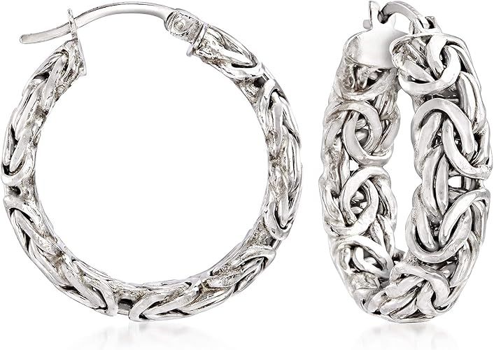 Ross-Simons Sterling Silver Small Byzantine Hoop Earrings | Amazon (US)