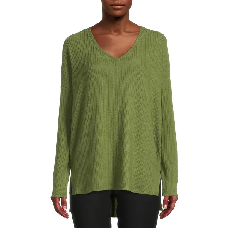 Time and Tru Women's Ribbed Tunic Top | Walmart (US)
