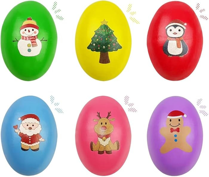 6 Pack Christmas Wooden Shake Eggs Musical Eggs Shakers for Toddlers Kids Girls Boys Christmas St... | Amazon (US)