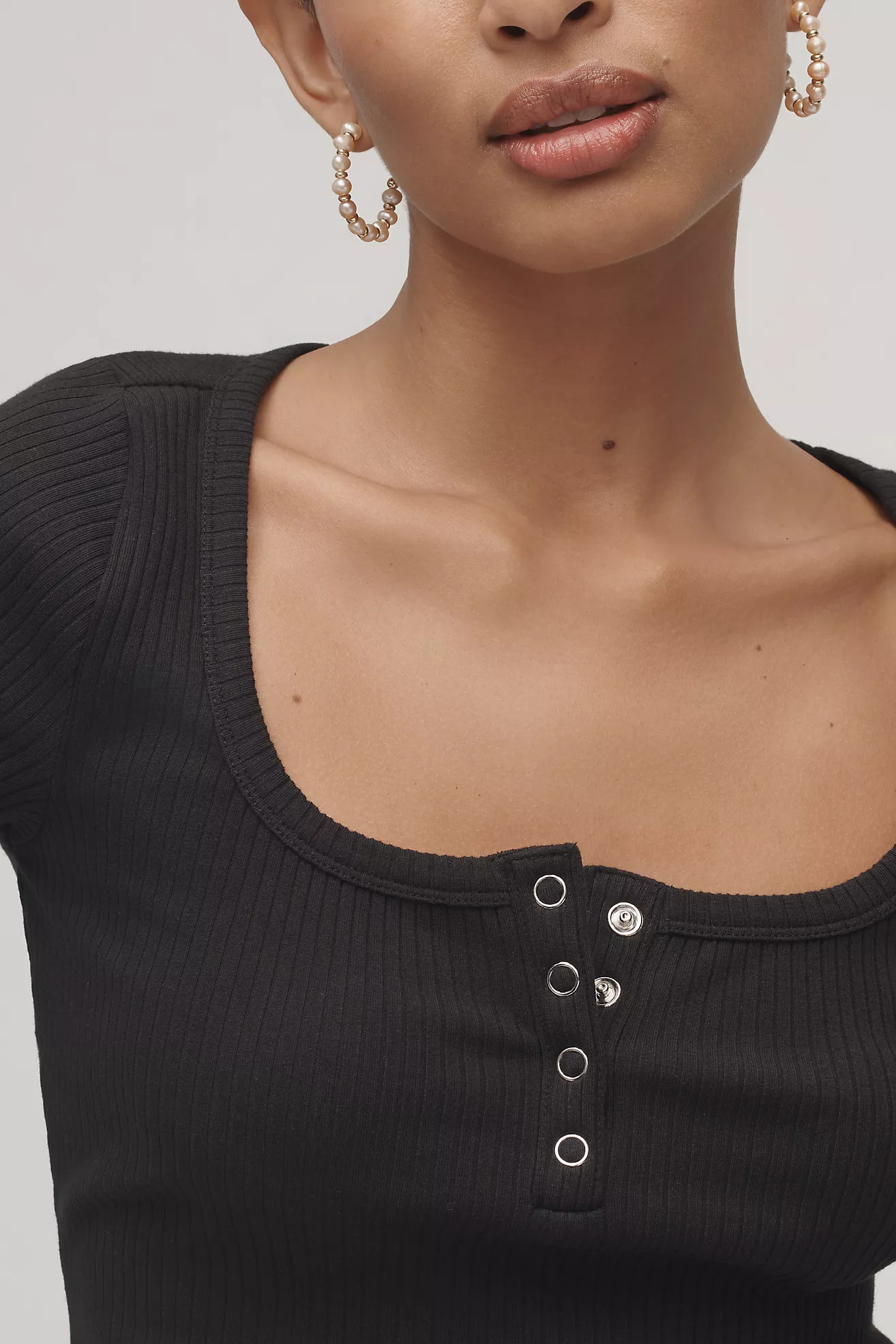 Maeve Scoop-Neck Henley Tee | Anthropologie (US)