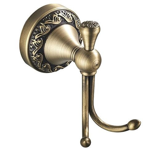 PEONYBATH Antique Bronze Brass Bath Towel Hooks, Wall Mounted Bathroom Hardware Accessories,Pattern Carving Design | Amazon (US)