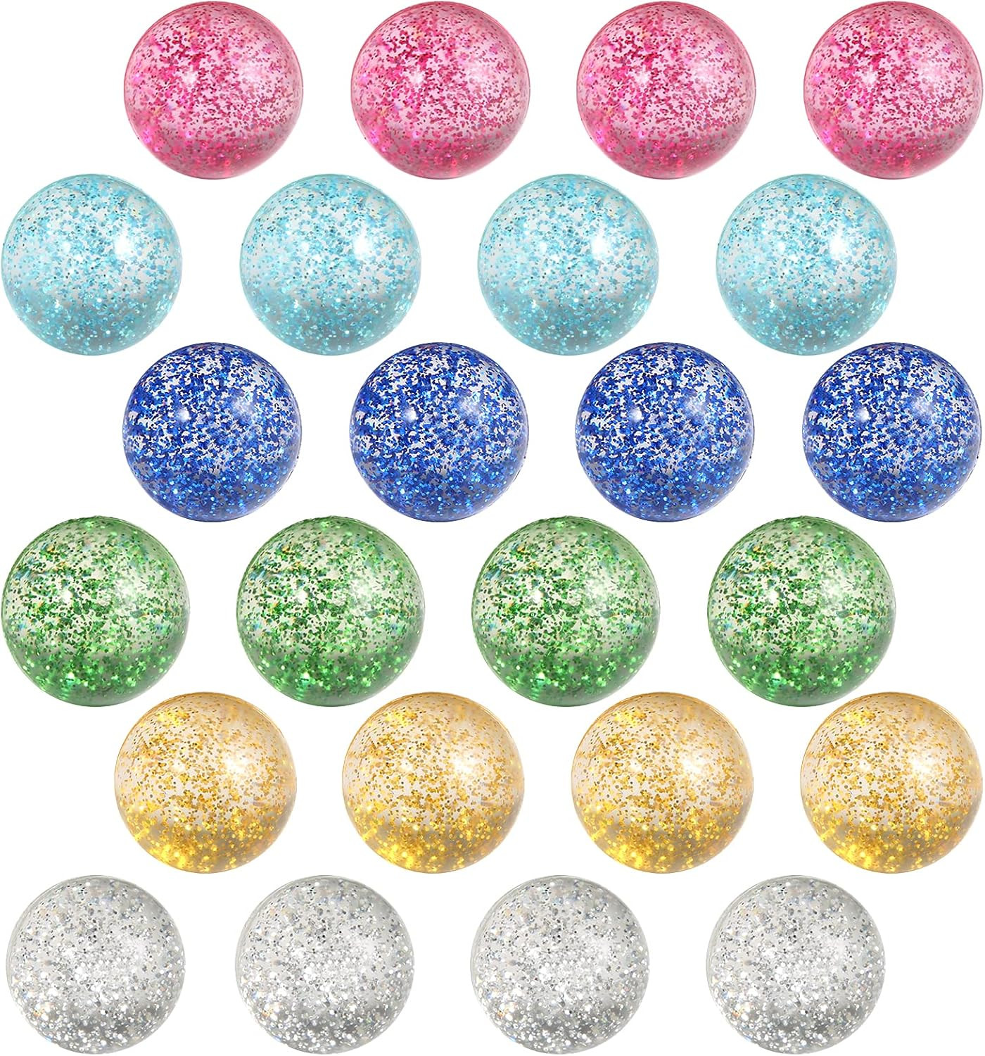 Pllieay 24pcs Bouncy Balls Glitter Bounce Balls, 32mm 6 Colors Bouncy Balls for Kids Birthday Goo... | Amazon (US)