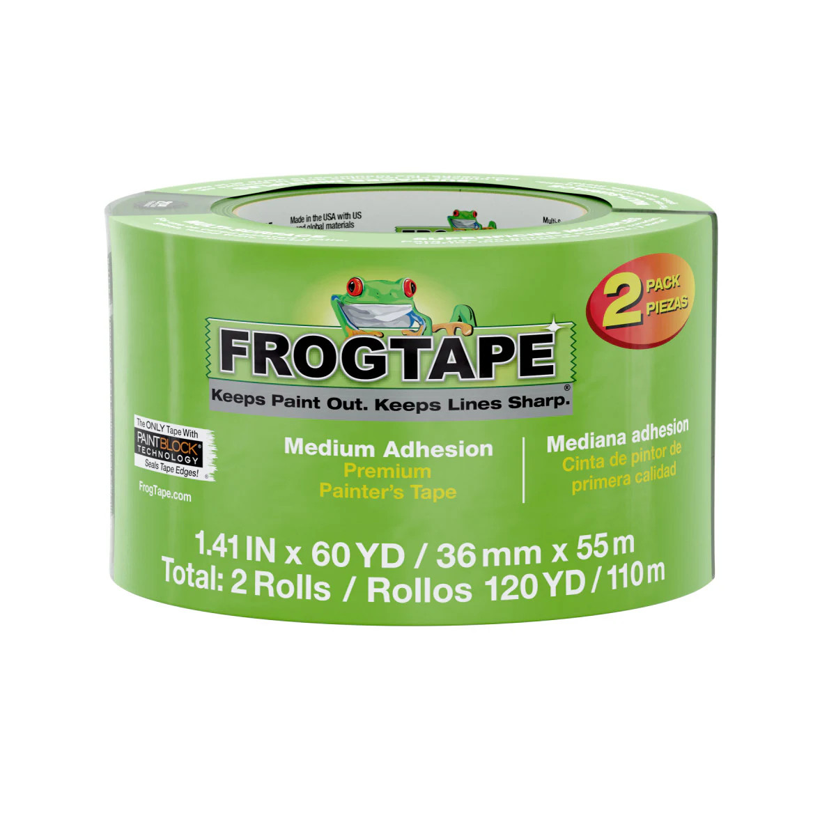 FrogTape Multi-Surface 2 -Pack 1.41-in x 60 Yard(s) Painters Tape in Green | 243010 | Lowe's