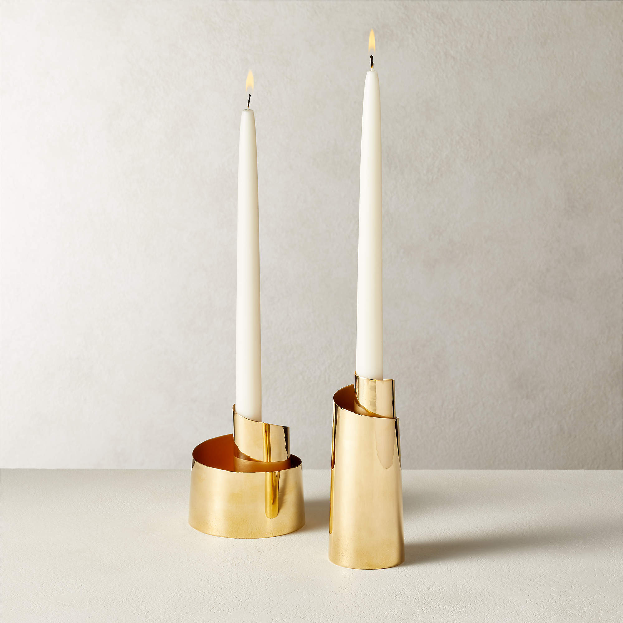 Zuma Brass Modern Taper Candle Holder Small + Reviews | CB2 | CB2
