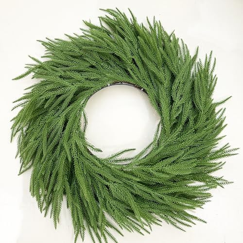 Christmas Wreaths for Front Door 24 Inch Norfolk Pine Wreath for All Seasons Artificial Green Wre... | Amazon (US)