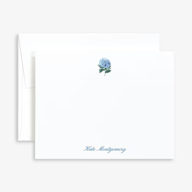 Personalized Blue Hydrangea Note Cards Hydrangea Stationery Womens Stationery Womens Thank You Ca... | Etsy (US)