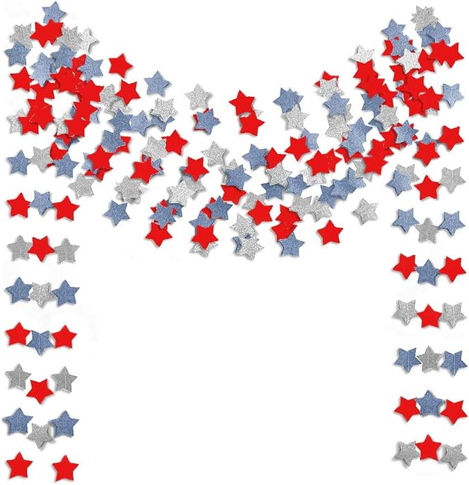6 Pack Patriotic Star Streamers Garland Red White Blue Bunting Banner Paper Hanging Decorations f... | Amazon (US)