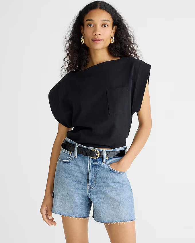 Shop this looktop rated5.0(3 REVIEWS)High-rise denim short in Elliot wash$54.50$89.50 (39% Off)Li... | J. Crew US