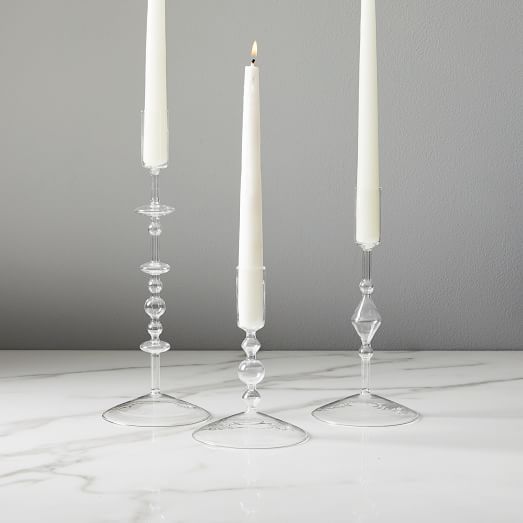 Paradiso Clear Glass Taper Holders | West Elm (US)