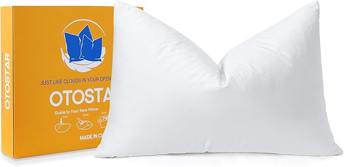 OTOSTAR Pack of 1 Down and Feather Throw Pillow Inserts, 12 x 20 Soft Fluffy Pillow Inserts with ... | Amazon (US)