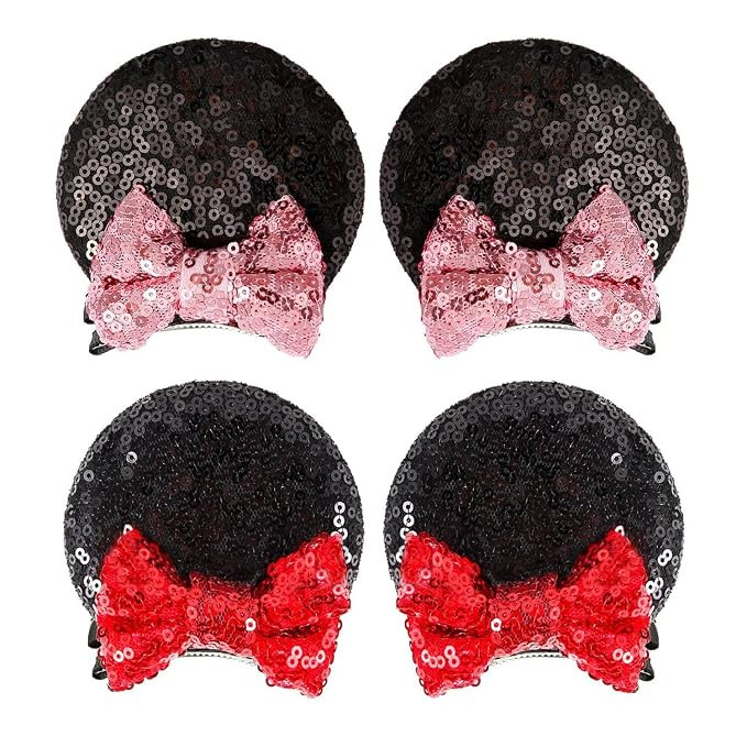 2 Pairs Sequin Mouse Ears Hair Clip birthday mouse ear Bows clip for Kids Girls Women, Mice... | Amazon (US)