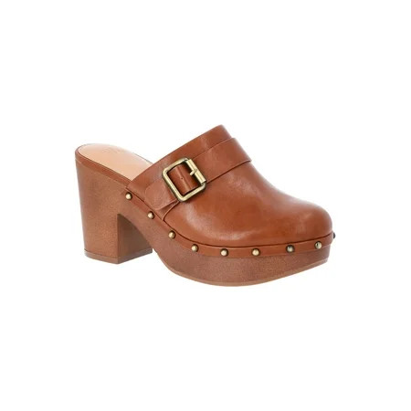 Time and Tru Women s Faux Leather Heeled Clogs | Walmart (US)